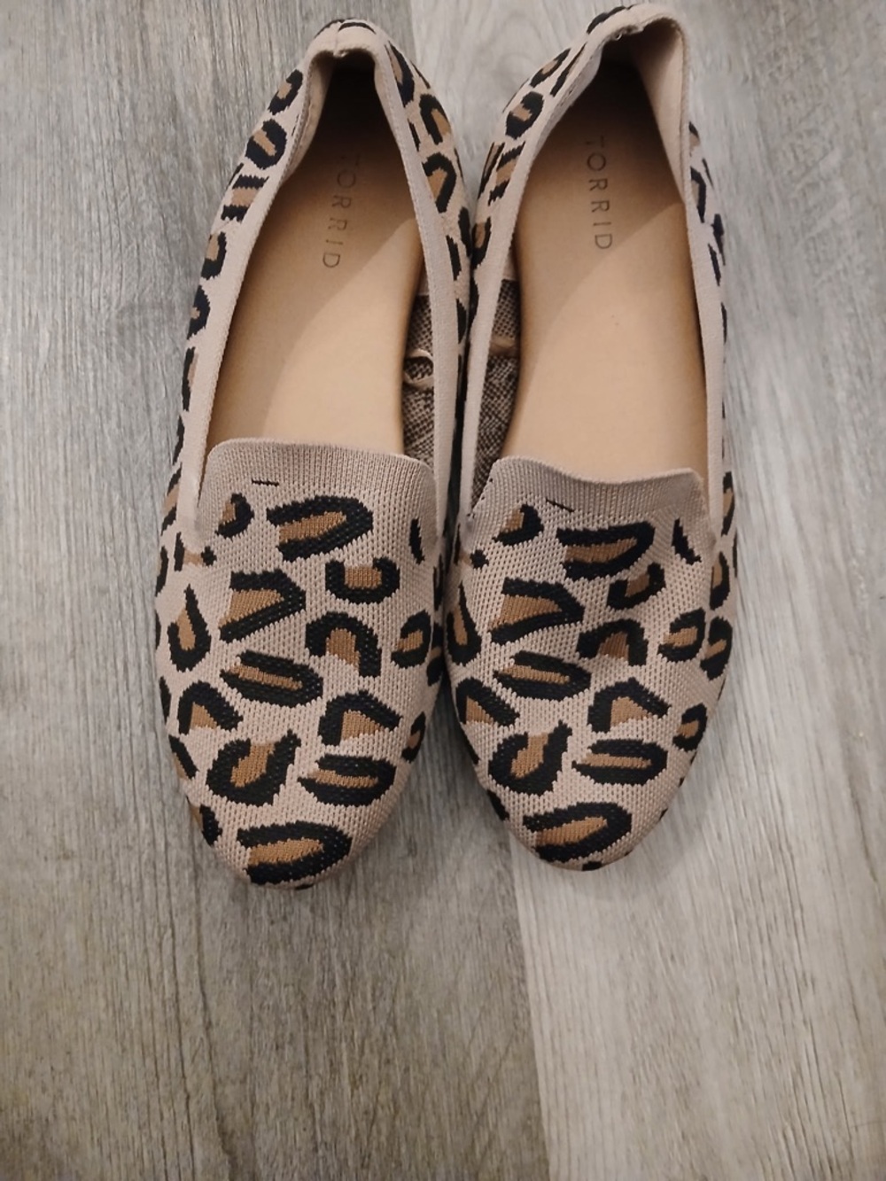 torrid Beige and Black Leopard Knit Slip-On Loafers
